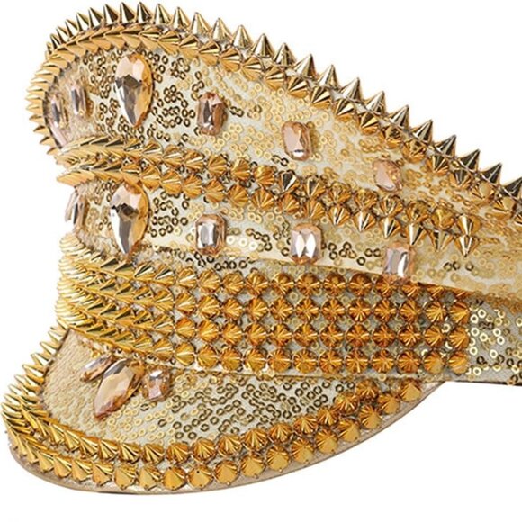 ✨ Tipsy Elves Gold Sequin Spiked Captain Hat | Festival / Cosplay - Picture 5 of 9